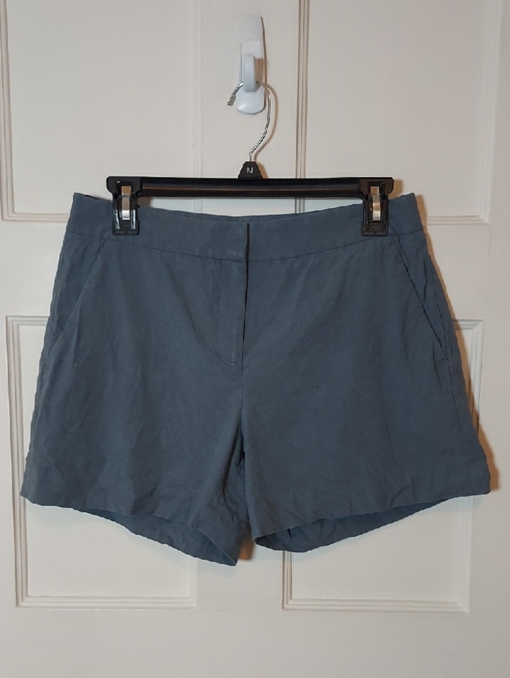 Theory Women's Linen Blend Shorts In Gray/Blue Size 4 4.25" Inseam